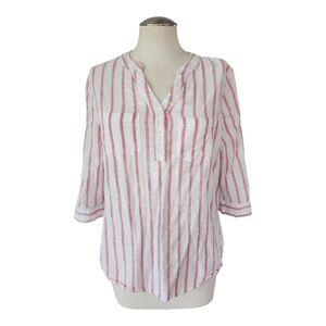 Emily Daniels Striped Pink and White Cotton Women's Top PL